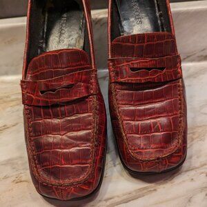 Ladies Aerosoles Leather Faux Snake Penny Loafers